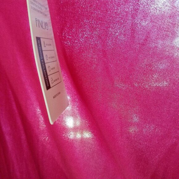 Wrap Look Cross Front Fuchsia Pink Dress MEDIUM Stretch Short Sleeve Ruching - Picture 10 of 10